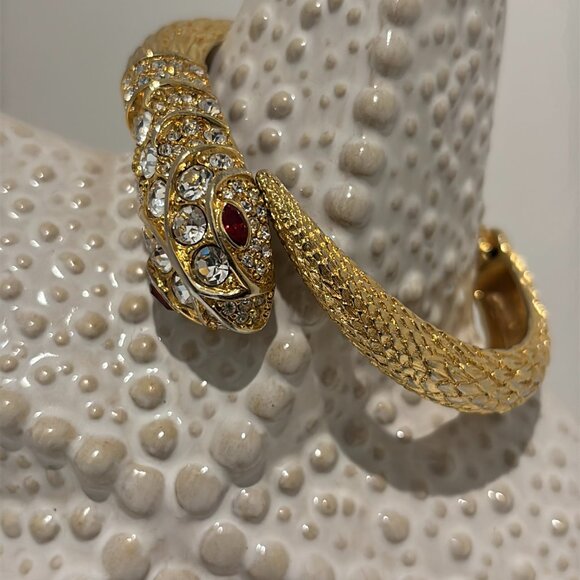 KENNETH LANE RHINESTONE SNAKE/SERPENT CLAMP BRACELET - Picture 4 of 10